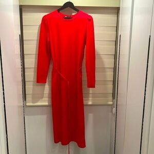 Red Zara Midi belted dress